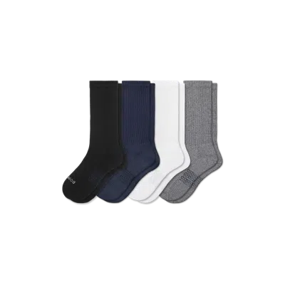 Bombas Modern Rib Calf Sock 4-pack In White Black Mix