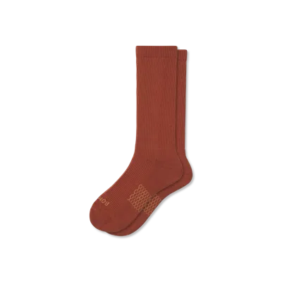 Bombas Modern Rib Calf Socks In Rust Brown