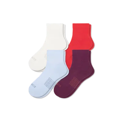 Bombas Modern Rib Quarter Sock 4-pack In Blue Plum Mix
