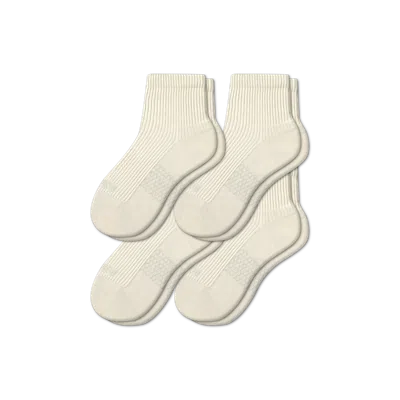 Bombas Hybrid Ribbed Quarter Sock 4-pack In Soft White