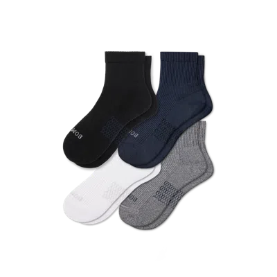 Bombas Modern Rib Quarter Sock 4-pack In White Black Mix