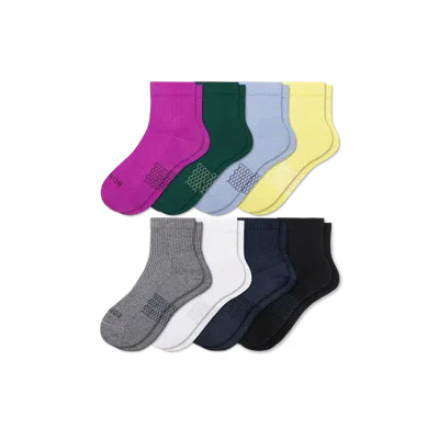 Bombas Modern Rib Quarter Sock 8-pack In Grape Jam Multi Mix