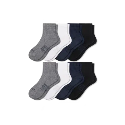 Bombas Modern Rib Quarter Sock 8-pack In White Black Mix