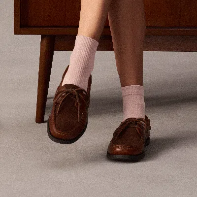 Bombas Modern Rib Quarter Socks In Dusty Mauve