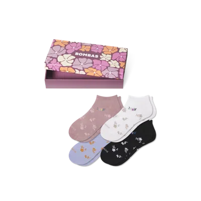 Bombas Mother's Day Lightweight Ankle Sock 4-pack Gift Box In Floral Mix
