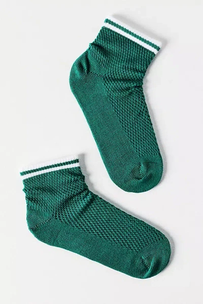 Bombas Open-stitch Quarter Crew Socks In Green
