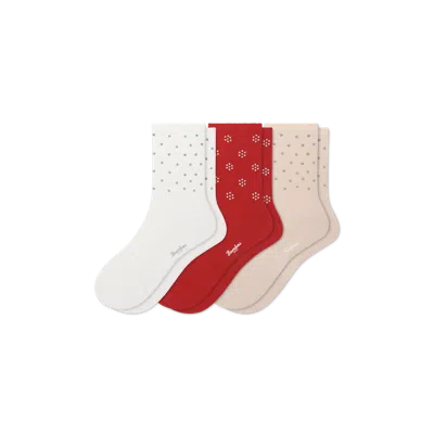 Bombas Pearl Half Calf Sock 3-pack In Feather Beige Mix