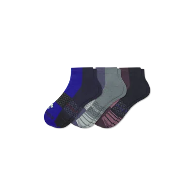 Bombas Performance Compression Ankle Sock 3-pack In Plum Cobalt Mix