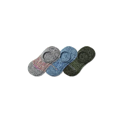 Bombas Performance Cushioned No Show Sock 3-pack In Olive Blue Mix