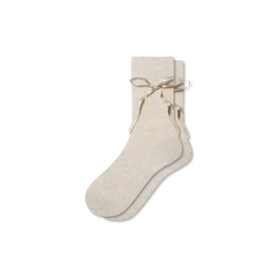 Bombas Pointelle Bow Half Calf Socks In Sand