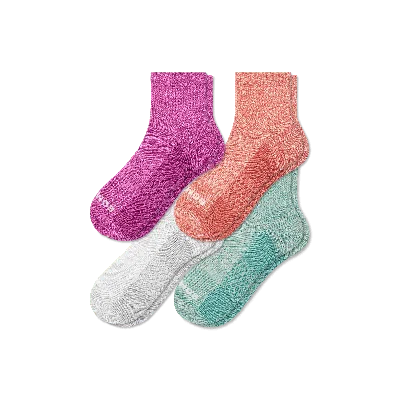 Bombas Quarter Sock 4-pack In Pink Putty Mix