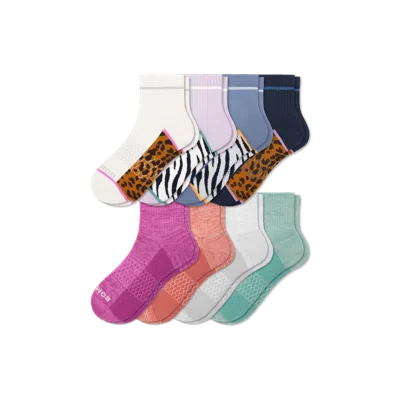Bombas Quarter Sock 8-pack In Blue Putty Mix