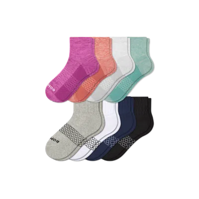 Bombas Quarter Sock 8-pack In Putty Solids Mix