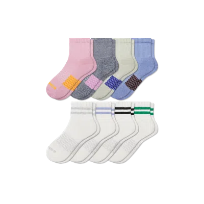 Bombas Quarter Sock 8-pack In Wildflower Stripes Mix
