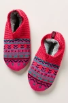 Bombas Retro Fair Isle Gripper Slippers In Pink