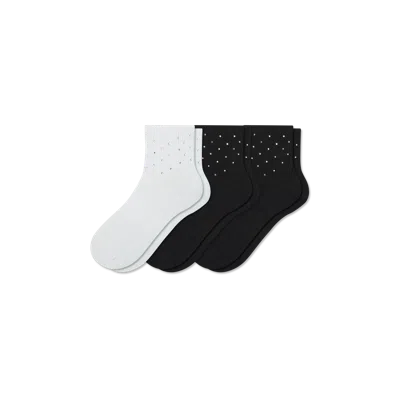 Bombas Rhinestone Rib Quarter Sock 3-pack
