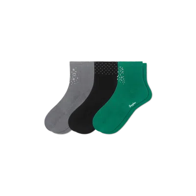 Bombas Rhinestone Rib Quarter Sock 3-pack In Multi