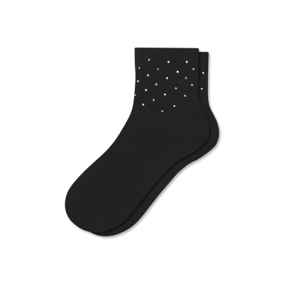 Bombas Rhinestone Rib Quarter Socks In Black