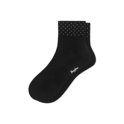 Bombas Rhinestone Rib Quarter Socks In Black Rhinestone
