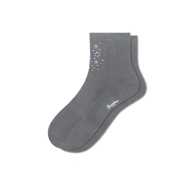 Bombas Rhinestone Rib Quarter Socks In Gray