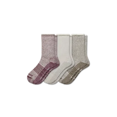 Bombas Roll-top Merino Blend Gripper House Sock 3-pack In Multi