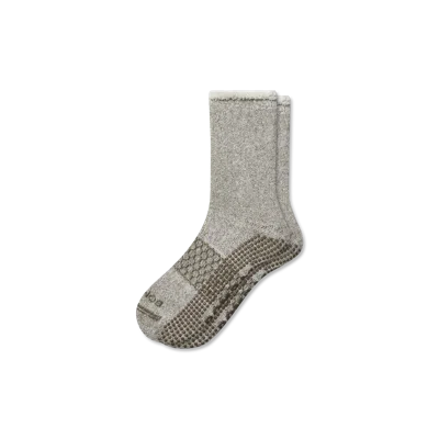 Bombas Roll-top Merino Blend Gripper House Sock In Brown
