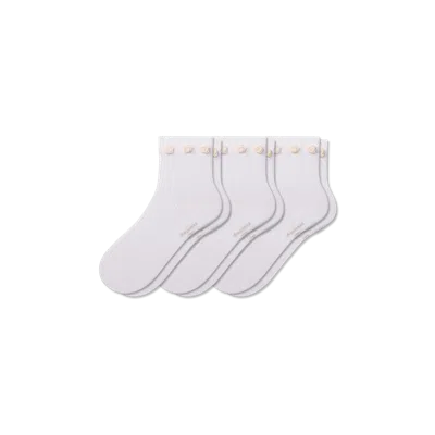 Bombas Rosette True Rib Quarter Sock 3-pack In White
