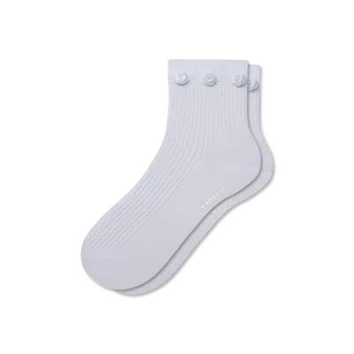Bombas Rosette True Rib Quarter Socks In Halo Blue
