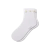Bombas Rosette True Rib Quarter Socks In White Blush