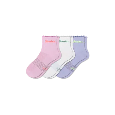 Bombas Ruffle Athletic Quarter Sock 3-pack