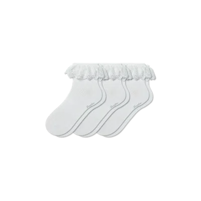 Bombas Ruffle Lace Quarter Sock 3-pack In White