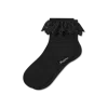 Bombas Ruffle Lace Quarter Socks In Black