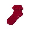 Bombas Ruffle Lace Quarter Socks In Red