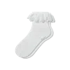 Bombas Ruffle Lace Quarter Socks In White