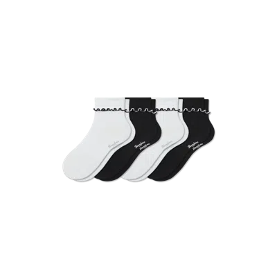 Bombas Ruffle Rib Half Calf Sock 4-pack In Black