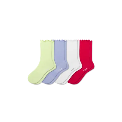 Bombas Ruffle Rib Half Calf Sock 4-pack In Lime Blue Mix