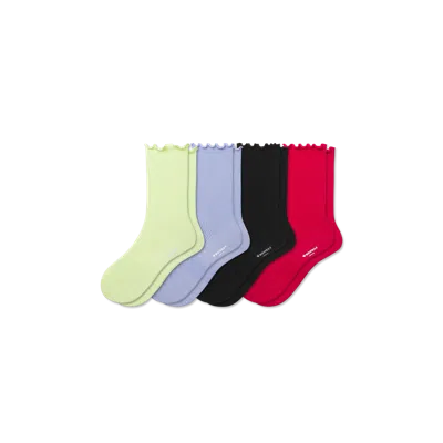 Bombas Ruffle Rib Half Calf Sock 4-pack In Multi