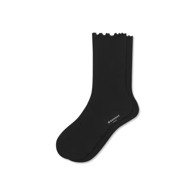 Bombas Ruffle Rib Half Calf Socks In Black