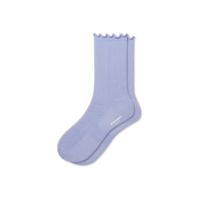 Bombas Ruffle Rib Half Calf Socks In Dawn Blue