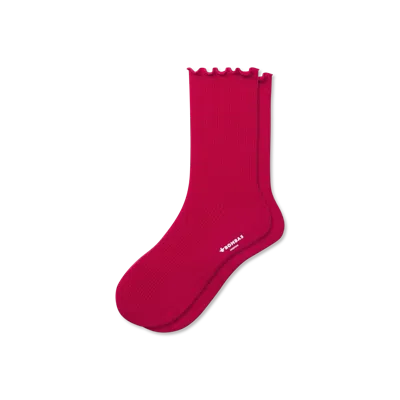 Bombas Ruffle Rib Half Calf Socks In Vivid Red