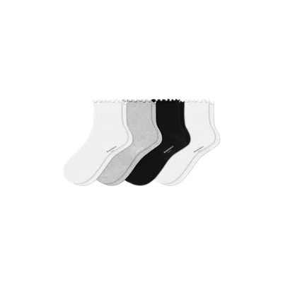 Bombas Ruffle Rib Quarter Sock 4-pack In Multi
