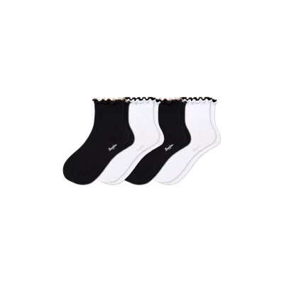 Bombas Ruffle Rib Quarter Sock 4-pack In Ruffle Mix