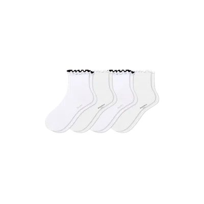 Bombas Ruffle Rib Quarter Sock 4-pack In White Ruffle Mix