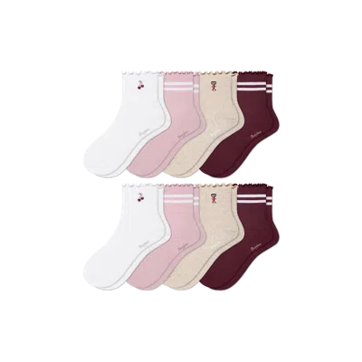 Bombas Ruffle Rib Quarter Sock 8-pack In Multi
