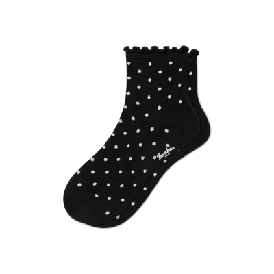Bombas Ruffle Rib Quarter Socks In Black
