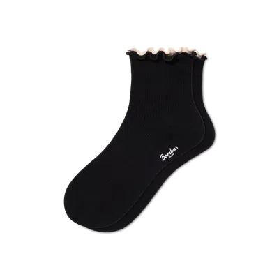 Bombas Ruffle Rib Quarter Socks In Black Ruffle