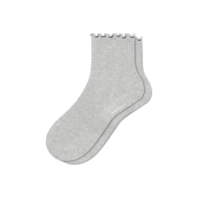 Bombas Ruffle Rib Quarter Socks In Gray