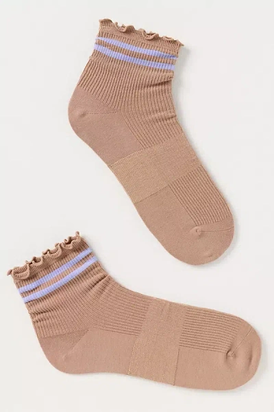 Bombas Ruffle Rib Quarter Socks In Pink