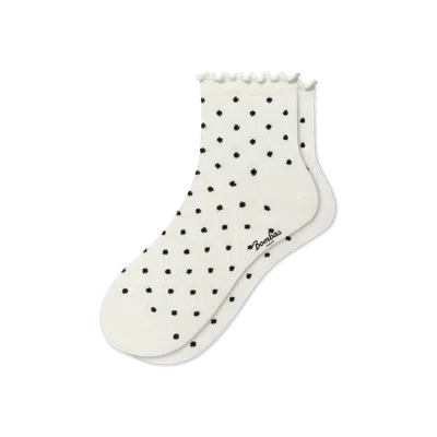 Bombas Ruffle Rib Quarter Socks In White