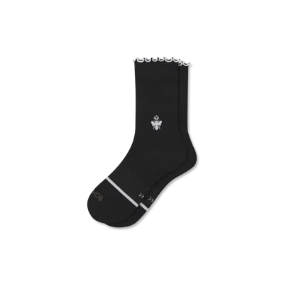 Bombas Ruffle Sport Half Calf Socks In Black